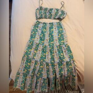 NWT RHODE Green and Yellow Floral Skirt Set